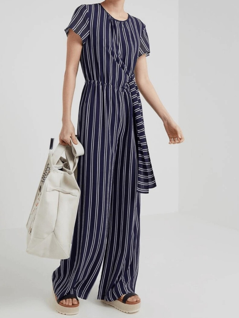 Michael Kors Navy Striped Jumpsuit